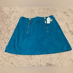 NWT Express Size 6 Turquoise A-line Faux Suede Mini Skirt, Orig $49